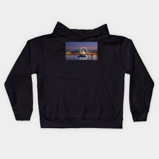 Illuminated giant Ferris in Bari, Italy at night Kids Hoodie